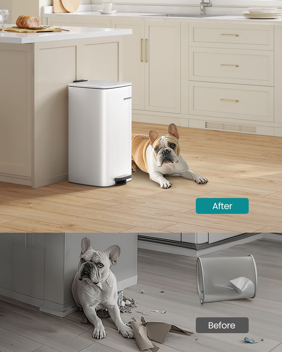Kitchen Bin – Steel – Cloud White – 30 L with Inner Bucket