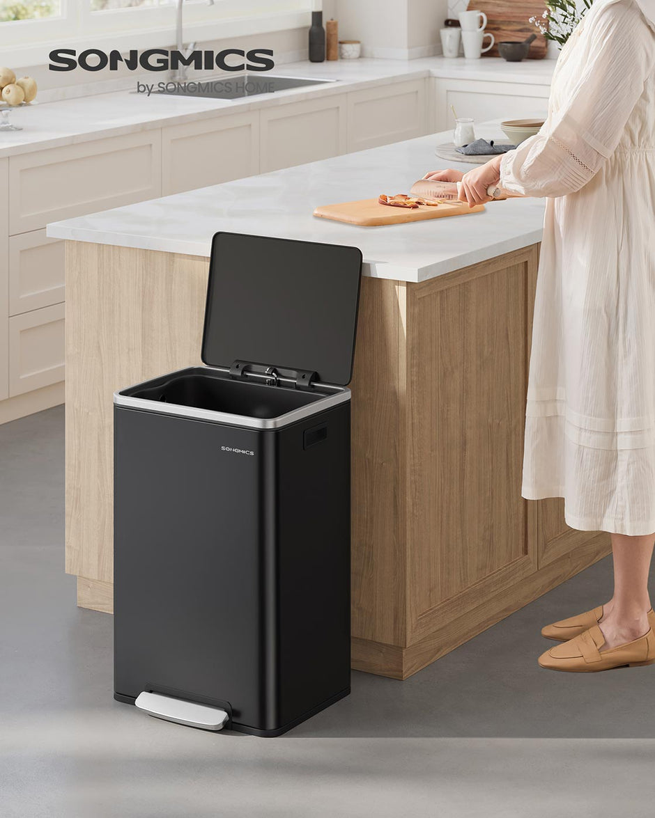 Kitchen Bin – Stainless Steel – Ink Black – 50 L with Soft Close and Removable Inner Bucket