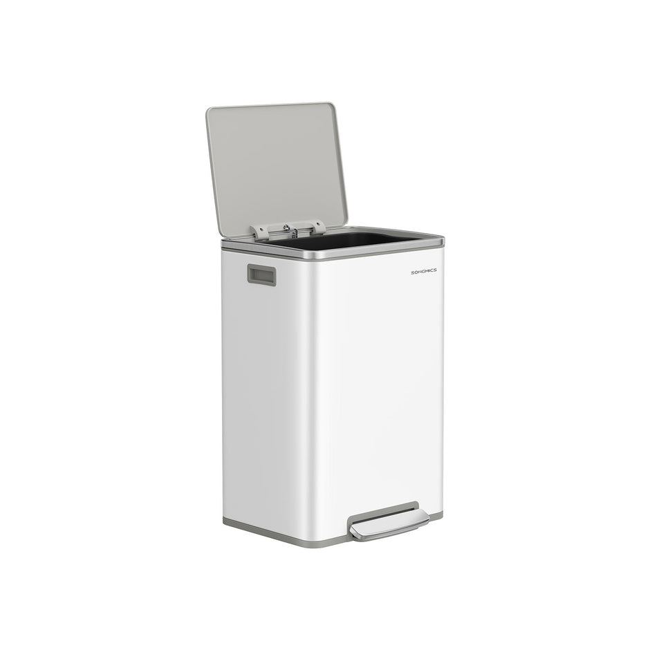 Kitchen Bin – Stainless Steel – Cloud White – 50 L Capacity with 15 Bin Bags