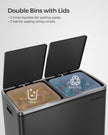 Double Rubbish Bin – Stainless Steel – Fingerprint Proof – Dual Compartment with Carry Handles