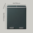 Dual Compartment Pedal Bin – Plastic – Grey – Soft-Close Lids, Removable Inner Buckets