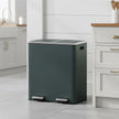 Dual Compartment Pedal Bin – Plastic – Grey – Soft-Close Lids, Removable Inner Buckets