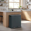 Double 30L Trash Can – Stainless Steel – Fingerprint Proof – Dual Compartment with Carry Handles
