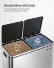 Double Rubbish Bin – Stainless Steel – Fingerprint Proof – Dual Compartment 2 x 30L