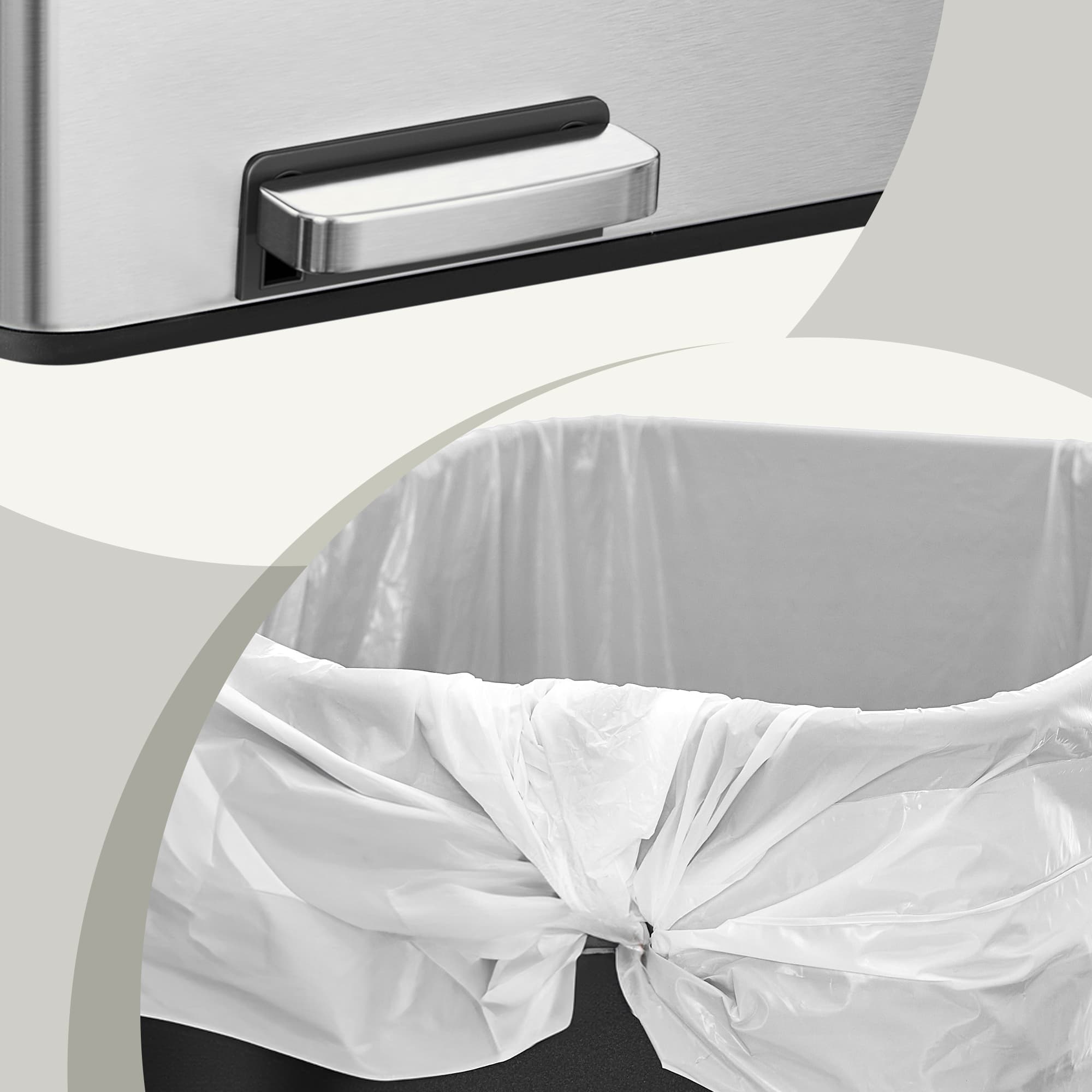 Pedal Rubbish Bin – Stainless Steel – Silver – Dual Compartment with Soft-Close and Plastic Inner Buckets