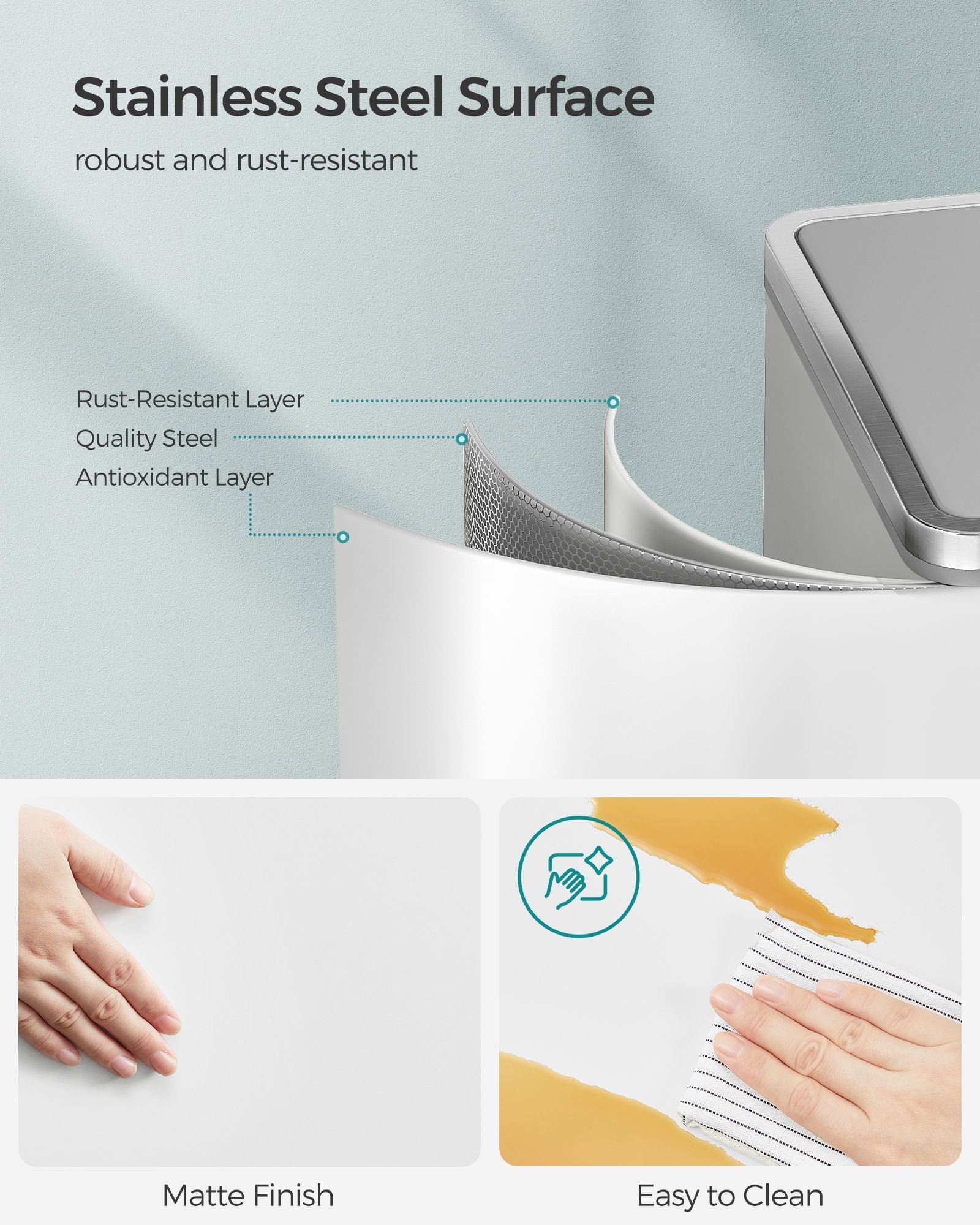 Dual Compartment Trash Can – Stainless Steel – Fingerprint Proof – 2 x 30L Capacity