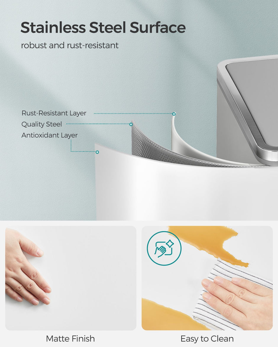 Dual Compartment Trash Can – Stainless Steel – Fingerprint Proof – 2 x 30L Capacity