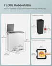 Dual Compartment Trash Can – Stainless Steel – Fingerprint Proof – 2 x 30L Capacity