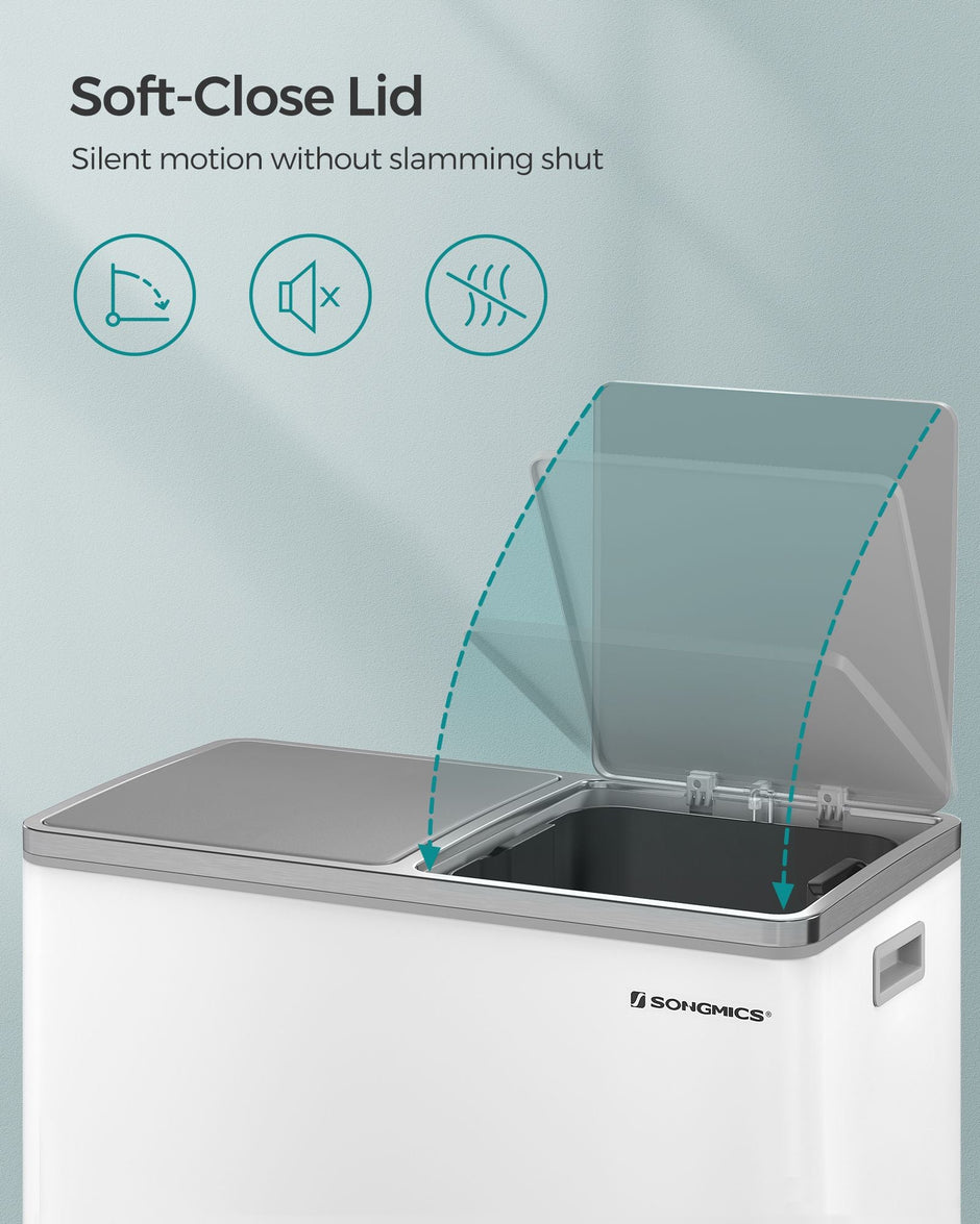 Dual Compartment Trash Can – Stainless Steel – Fingerprint Proof – 2 x 30L Capacity