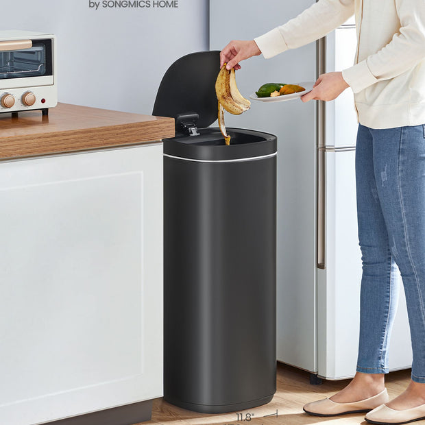 Automatic Rubbish Bin – Steel – Ink Black – Motion Sensor with Ozone Odour Control and Stay-Open Lid