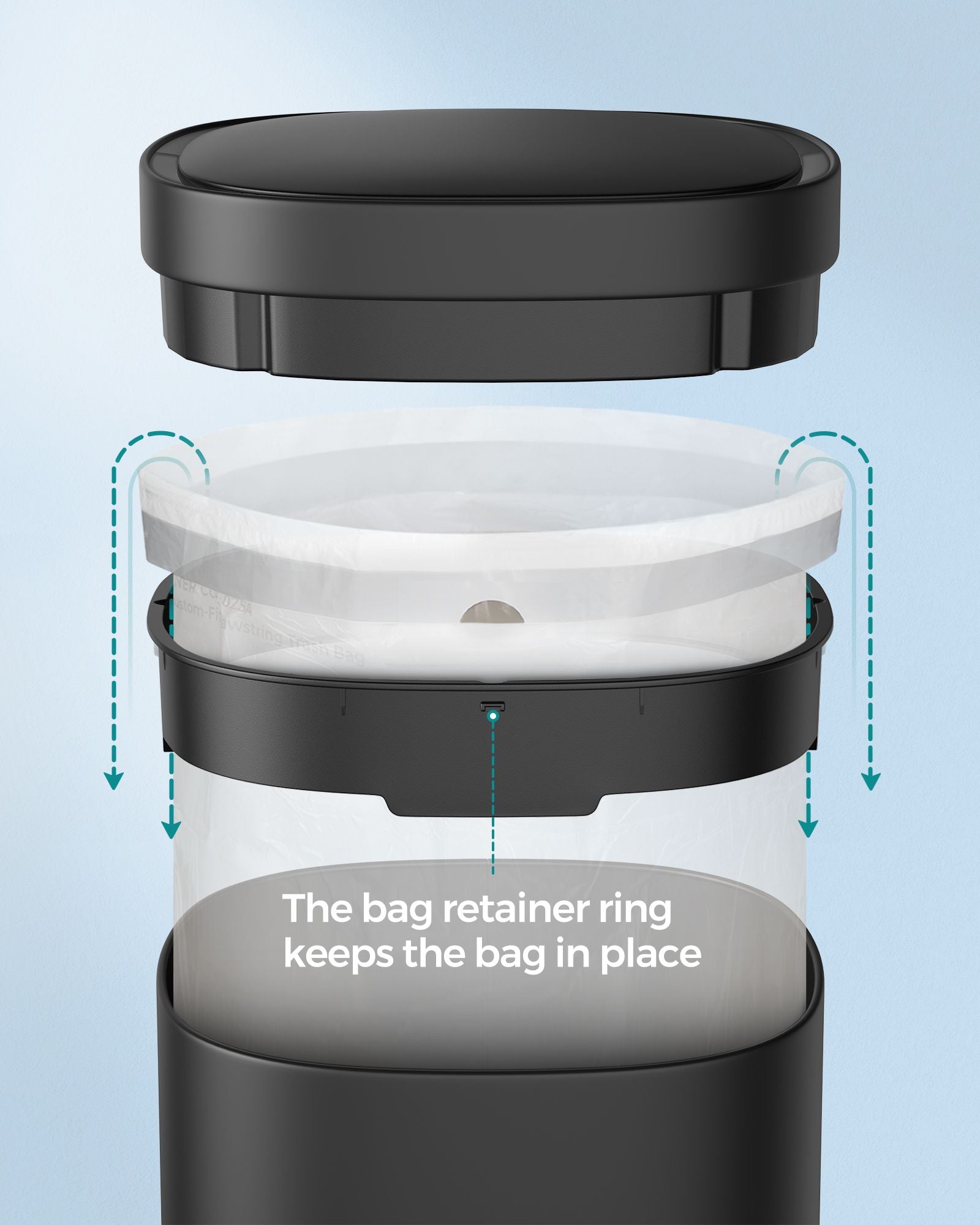 Automatic Rubbish Bin – Steel – Ink Black – Motion Sensor with Ozone Odour Control and Stay-Open Lid