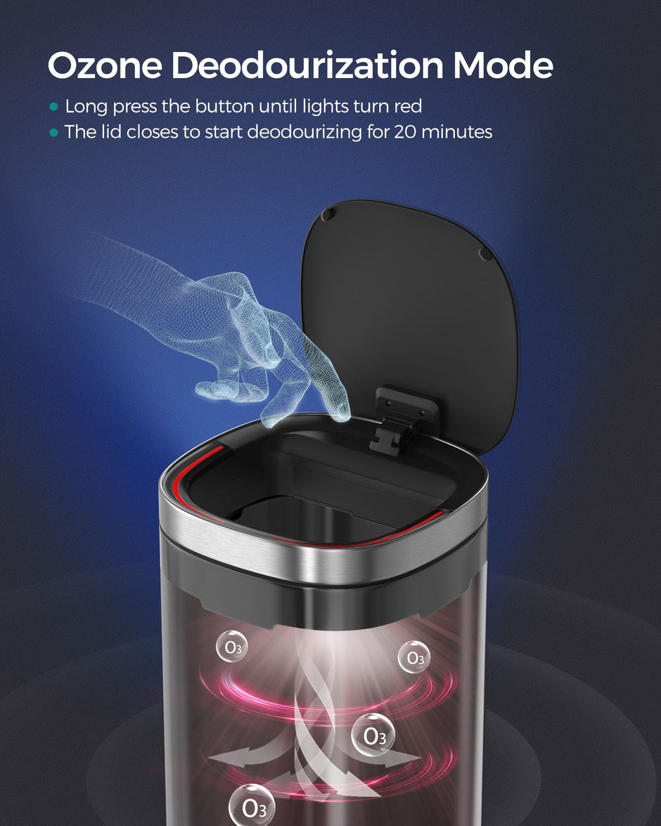 Automatic Rubbish Bin – Stainless Steel – Silver – Motion Sensor with Ozone Odour Control