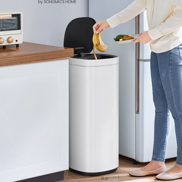 Automatic Rubbish Bin – Steel – Cloud White – Motion Sensor with Ozone Odour Control and Stay-Open Lid