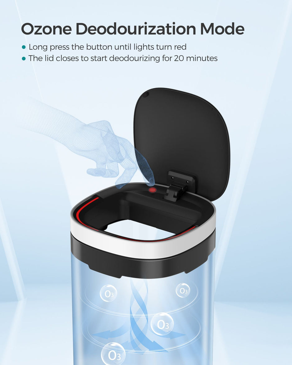 Automatic Rubbish Bin – Steel – Cloud White – Motion Sensor with Ozone Odour Control and Stay-Open Lid