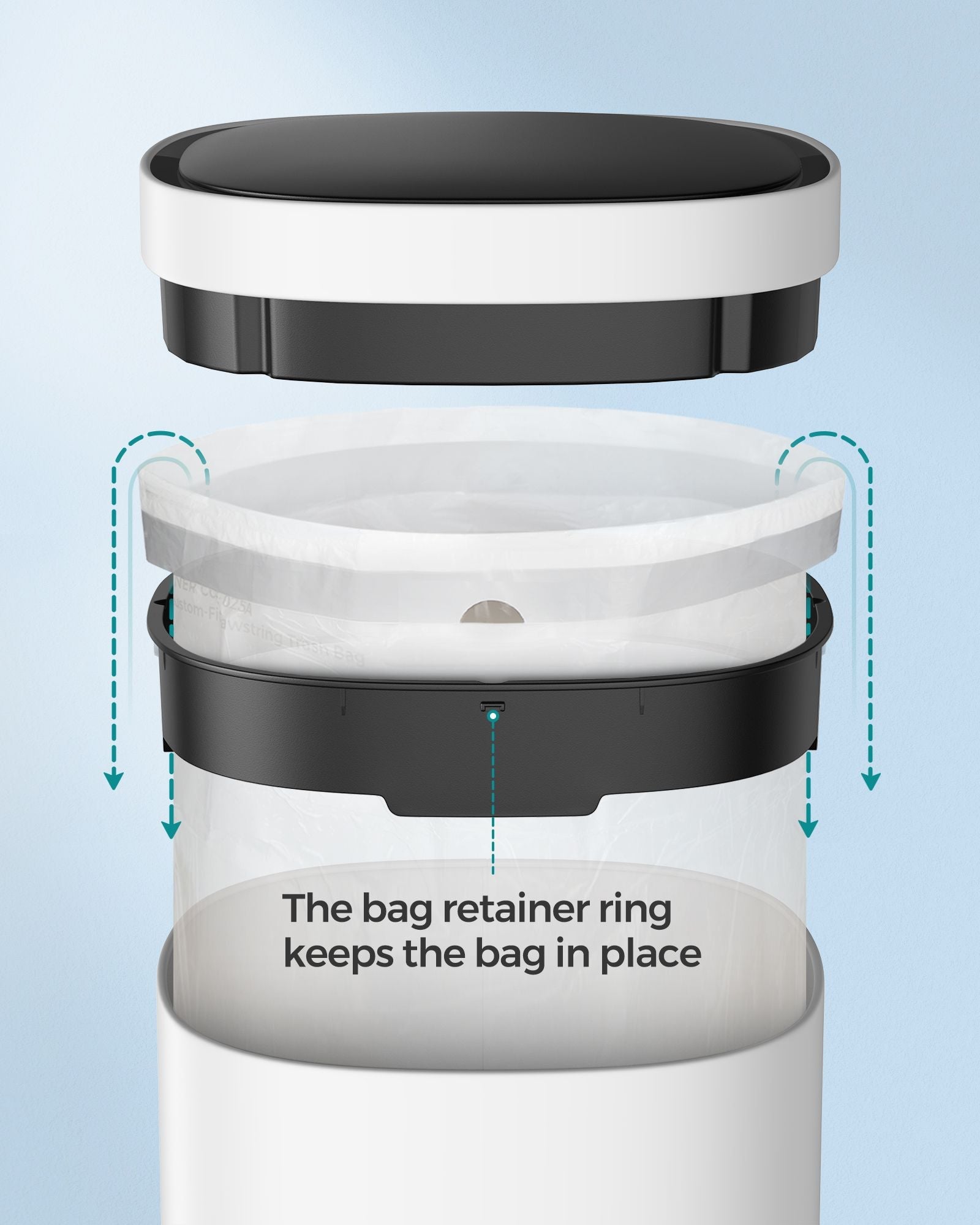 Automatic Rubbish Bin – Steel – Cloud White – Motion Sensor with Ozone Odour Control and Stay-Open Lid