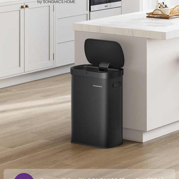 Motion Sensor Kitchen Bin – Steel – Ink Black – 13-Gallon Capacity with Automatic Opening and Soft Close Lid