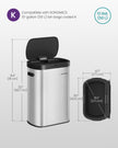 Motion Sensor Kitchen Bin – Steel – Ink Black – 13-Gallon Capacity with Automatic Opening and Soft Close Lid