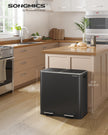 Dual Recycling Bin – Metal – Black – 2-Compartment with Soft Closure and Pedals