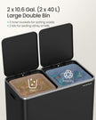 Dual Recycling Bin – Metal – Black – 2-Compartment with Soft Closure and Pedals