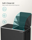 Dual Recycling Bin – Metal – Black – 2-Compartment with Soft Closure and Pedals