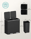 Dual Recycling Bin – Metal – Black – 2-Compartment with Soft Closure and Pedals