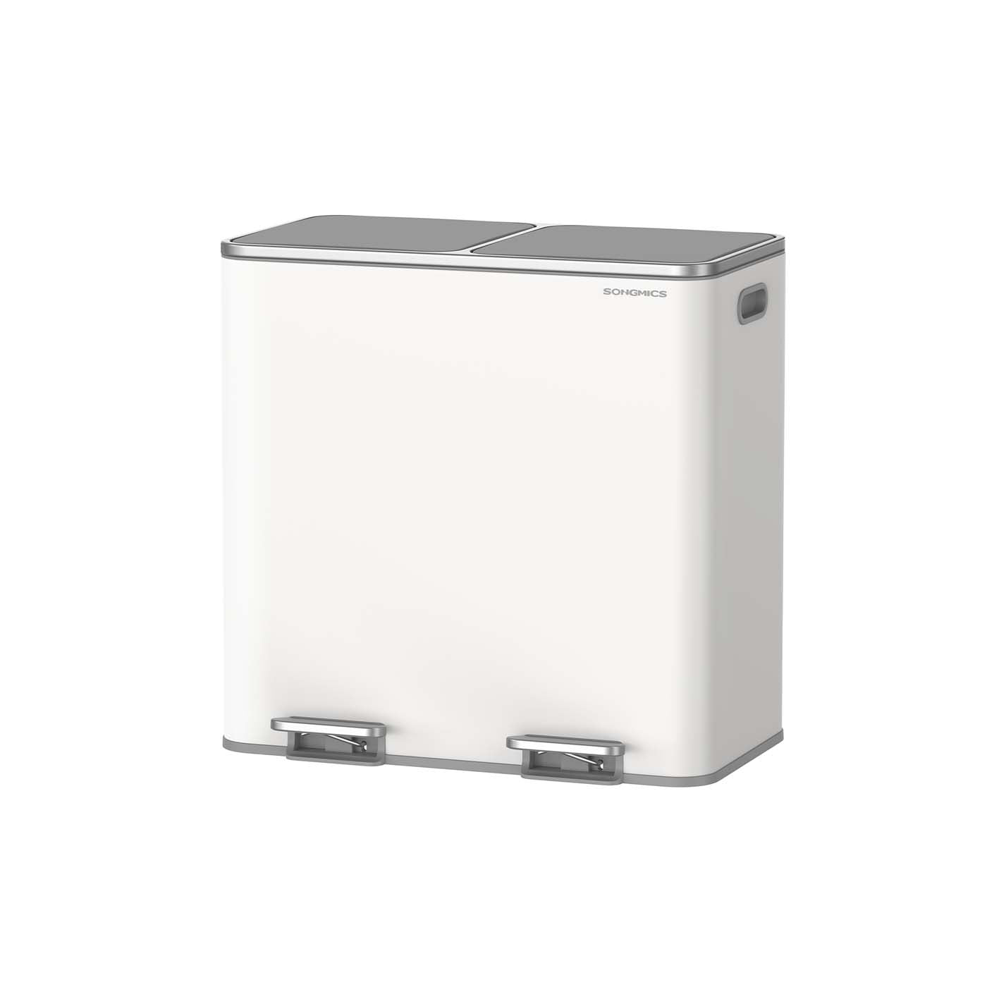 Dual Compartment Recycling Bin – Metal – Black – Pedal-Activated with Soft Close Lids