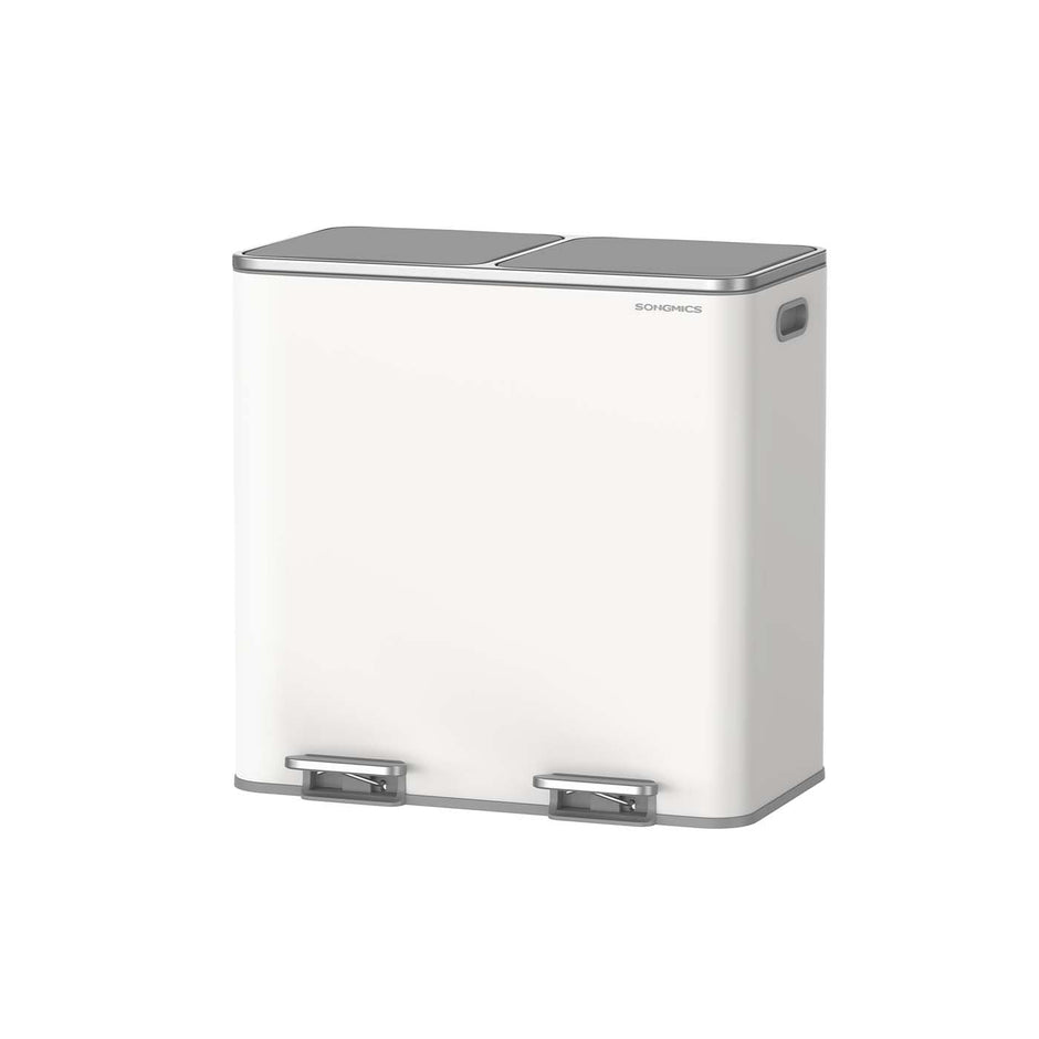 Dual Compartment Recycling Bin – Metal – Black – Pedal-Activated with Soft Close Lids
