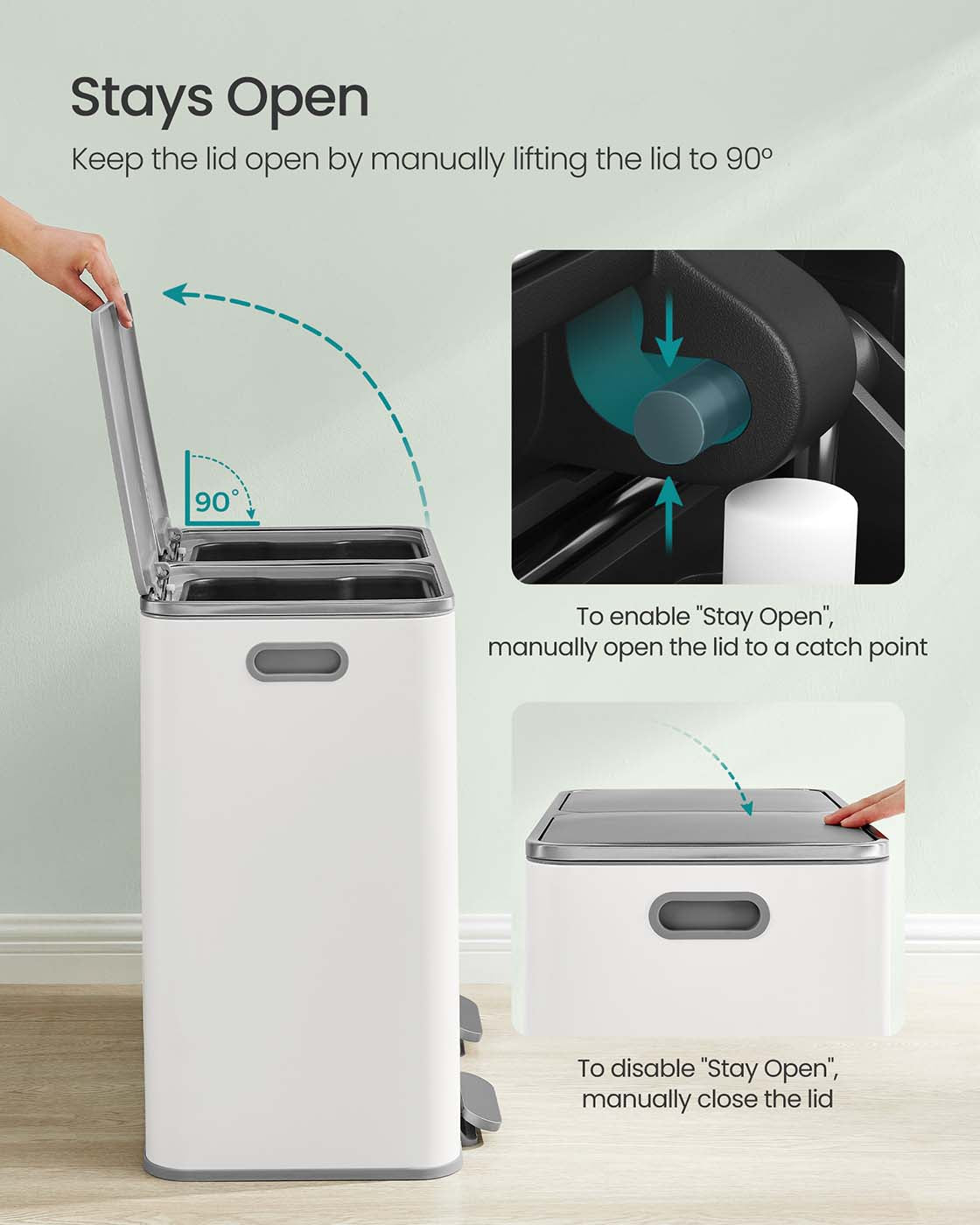 Dual Compartment Recycling Bin – Metal – Black – Pedal-Activated with Soft Close Lids