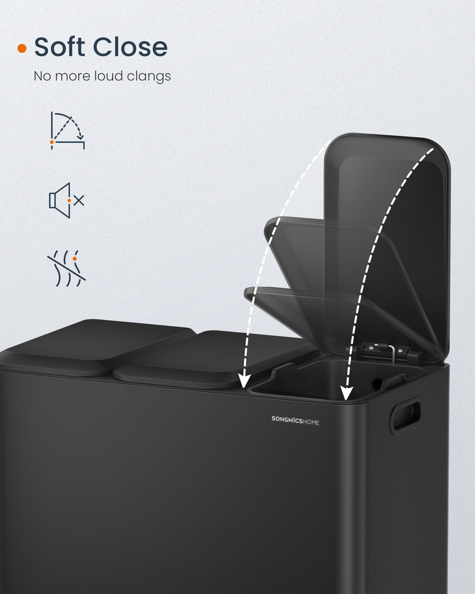 Triple Kitchen Bin – Steel – Ink Black – Colour-Coded Pedals for Waste Separation