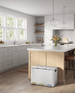 Triple Kitchen Bin – Steel – Cloud White – Colour-Coded Pedals for Waste Separation