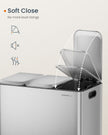 Triple Kitchen Bin – Steel – Ink Black – Colour-Coded Pedals for Waste Separation