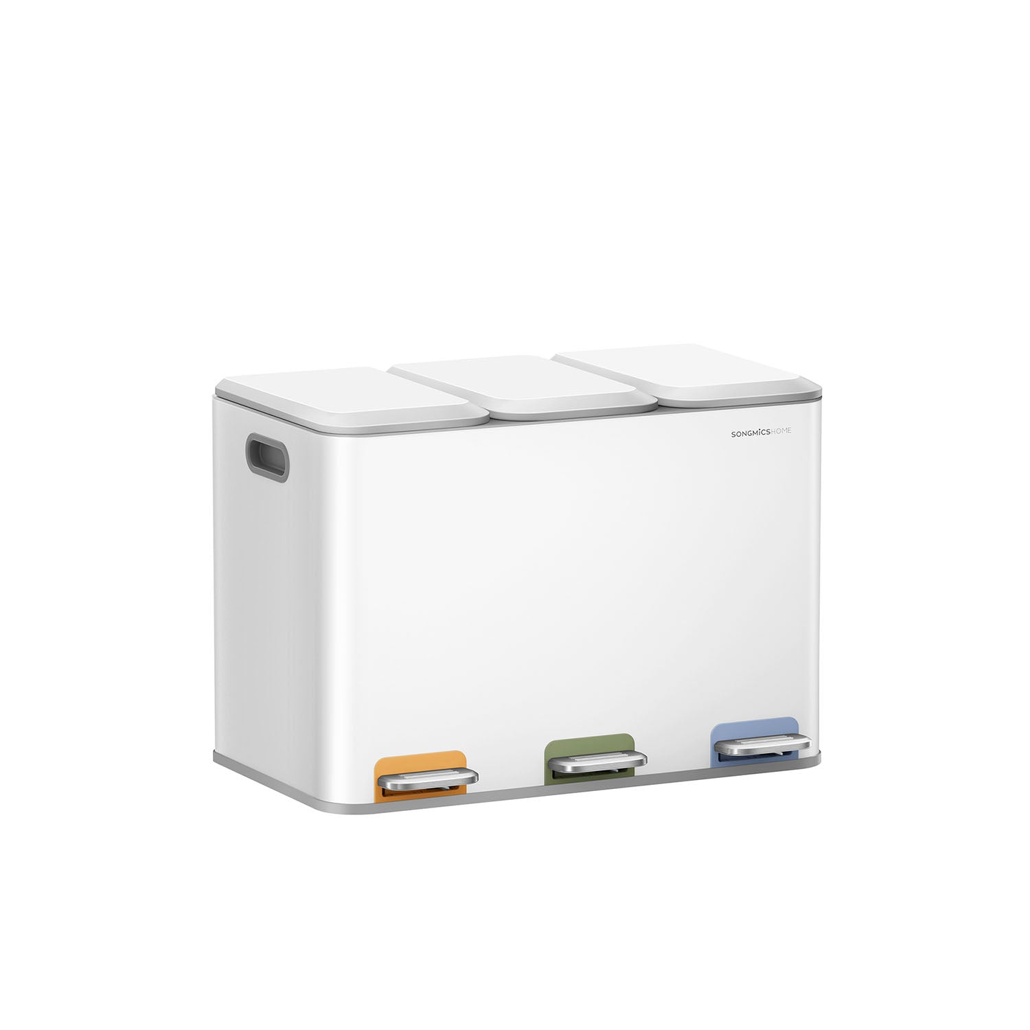 Triple Kitchen Bin – Steel – Ink Black – Colour-Coded Pedals for Waste Separation