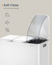 Triple Kitchen Bin – Steel – Cloud White – Colour-Coded Pedals for Waste Separation