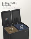 Dual Compartment Pedal Bin – Steel – Ink Black – Soft-Close Lid with Inner Buckets