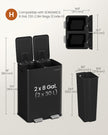 Dual Compartment Pedal Bin – Steel – Ink Black – Soft-Close Lid with Inner Buckets