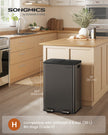 Dual Compartment Pedal Bin – Steel – Ink Black – Soft-Close Lid with Inner Buckets