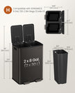 Dual Compartment Pedal Bin – Steel – Ink Black – Soft-Close Lid with Inner Buckets