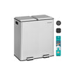 Double Kitchen Bin – Stainless Steel – Metallic Silver – Soft-Close Lids with Removable Inner Buckets