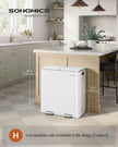Double Kitchen Bin – Stainless Steel – Metallic Silver – Soft-Close Lids with Removable Inner Buckets