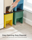 Set of 4 Stackable Recycling Bins – Plastic – Beige and Green – 20L Each with Press-to-Open Lids and Waste Separation System