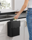 Hanging Kitchen Bin – Steel – Ink Black – 8L Capacity with Lid and Hooks