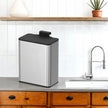 Hanging Kitchen Trash Can – Steel – 8L – Lid with Wall-Mount and Cabinet Door Hooks