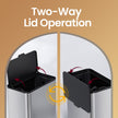 Hanging Kitchen Trash Can – Steel – 8L – Lid with Wall-Mount and Cabinet Door Hooks