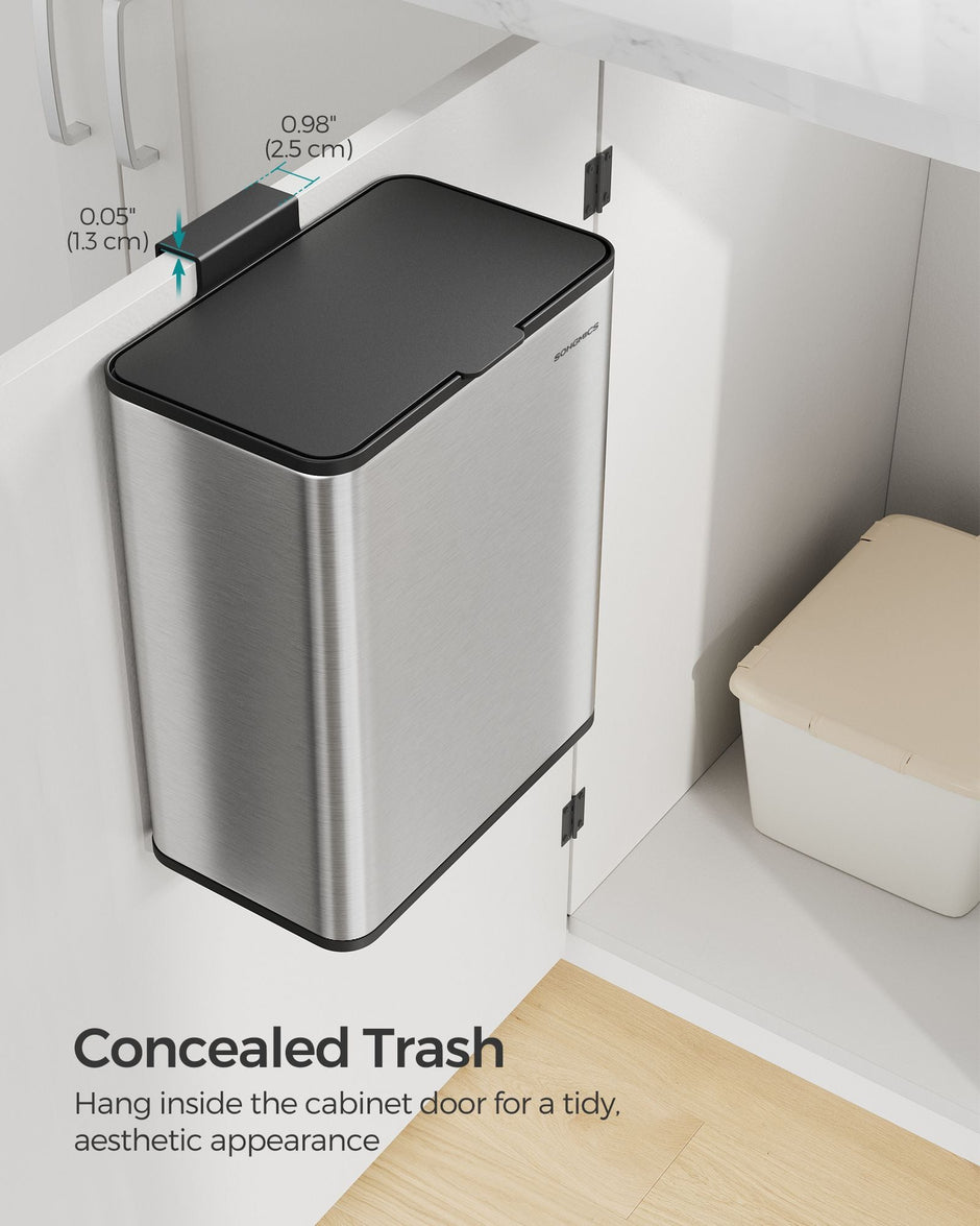 8L Steel Hanging Kitchen Bin – Silver – Lid Included – Food Waste Collection