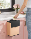 Hanging Kitchen Bin – Steel – Peach Fuzz – 8L, With Lid and Hooks for Food Waste Management