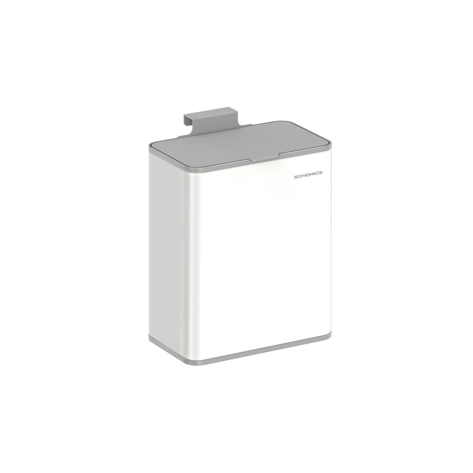 Hanging Steel Kitchen Bin – Cloud White – 8L Capacity – Lid for Food Waste with Hooks