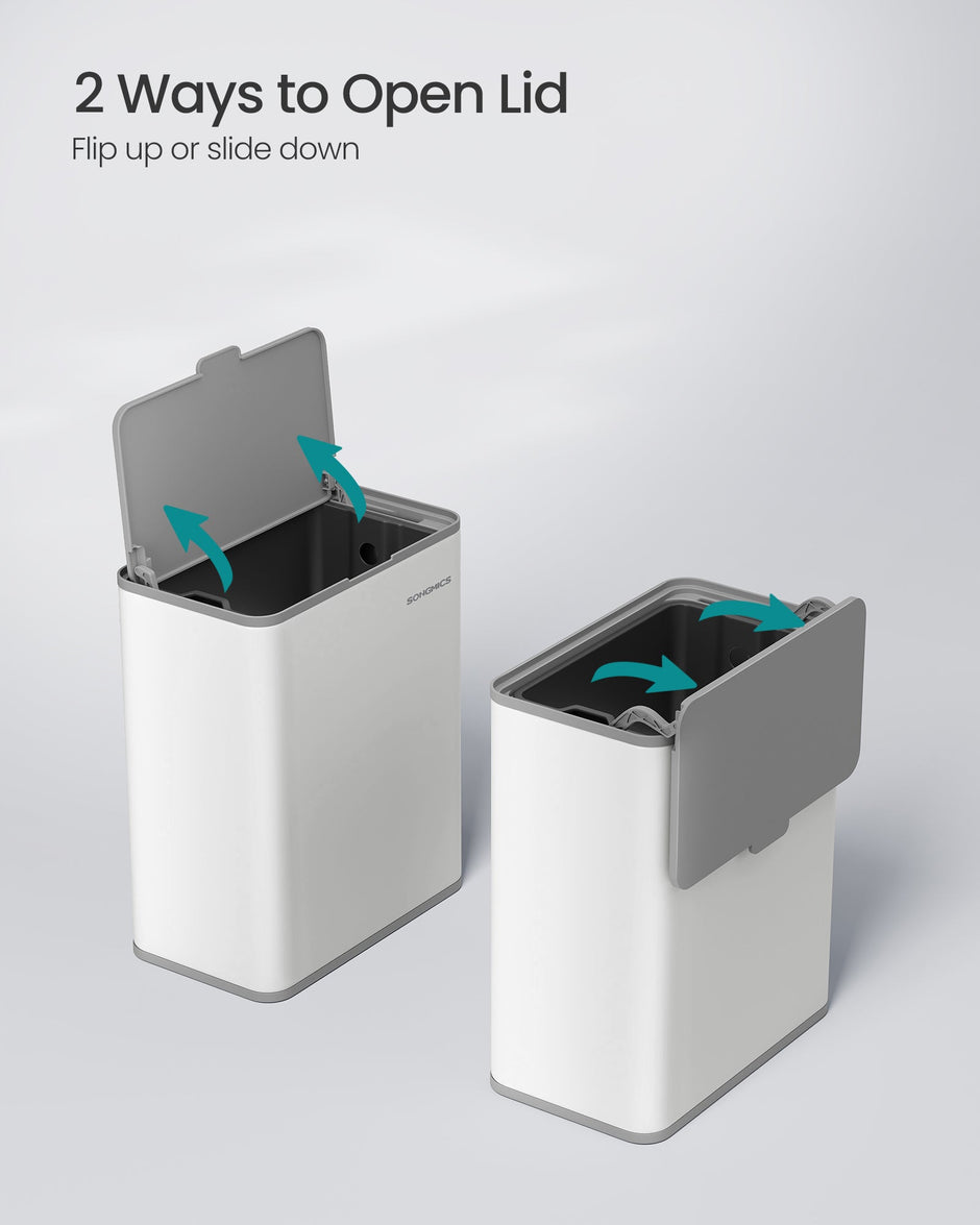 Hanging Steel Kitchen Bin – Cloud White – 8L Capacity – Lid for Food Waste with Hooks