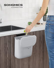 Hanging Trash Can – Plastic – White – 9L Capacity with Lid for Food Waste