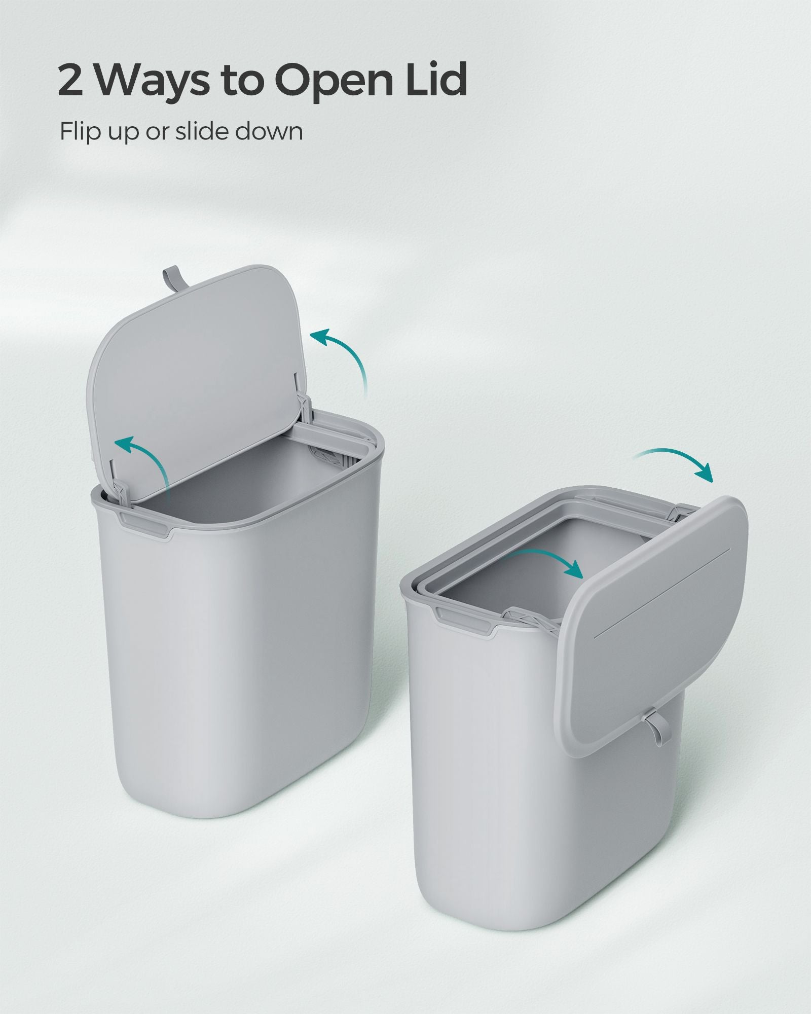 Hanging Trash Can – Plastic – White – 9L Capacity with Lid for Food Waste