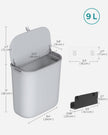 Hanging Trash Can – Plastic – White – 9L Capacity with Lid for Food Waste